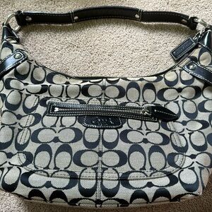 Black fabric coach purse